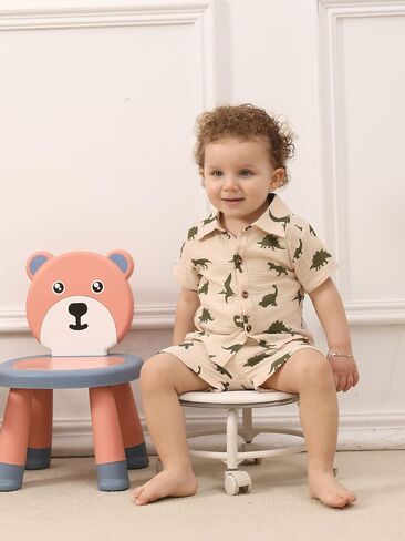 SUREPOCH Baby Boy Clothes Set Summer Toddler Short-Sleeve Shirt & Elastic Waist Shorts Set For Baby Boy Outfits in Saudi Arabia