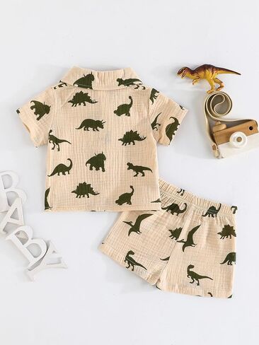 SUREPOCH Baby Boy Clothes Set Summer Toddler Short-Sleeve Shirt & Elastic Waist Shorts Set For Baby Boy Outfits in Saudi Arabia