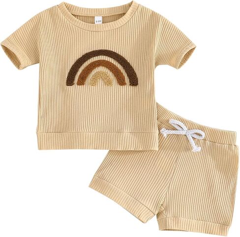 SUREPOCH Baby Boy Clothes Set Summer Toddler Short-Sleeve Shirt & Elastic Waist Shorts Set For Baby Boy Outfits in Saudi Arabia
