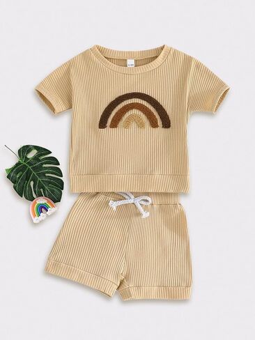 SUREPOCH Baby Boy Clothes Set Summer Toddler Short-Sleeve Shirt & Elastic Waist Shorts Set For Baby Boy Outfits in Saudi Arabia
