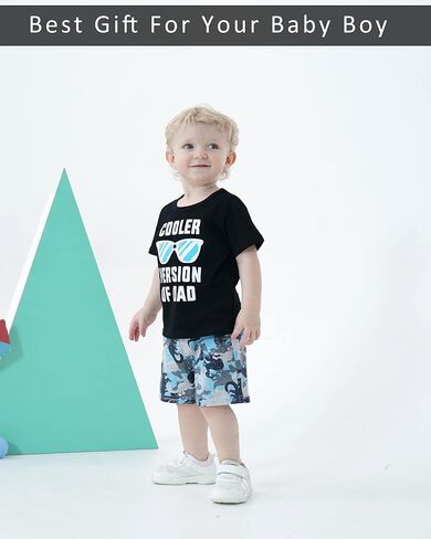 NZRVAWS Baby Boy Clothes Toddler Boy Outfit 2 3 4T 6 12 18 24 Months Spring Summer Letter Printed T Shirt Shorts Ripped Jean in Kuwait