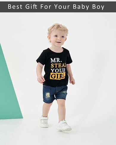 NZRVAWS Baby Boy Clothes Toddler Boy Outfit 2 3 4T 6 12 18 24 Months Spring Summer Letter Printed T Shirt Shorts Ripped Jean in Kuwait