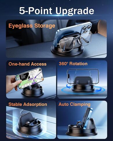 Dash Cell Phone Car Mount, Multifunctional Car Dashboard Mobile Phone Holder, 360 Rotatable Non Slip Mat Universal Car Phone Stand Hands Free, Compatible with iPhone, Samsung, Google, Android in Saudi Arabia