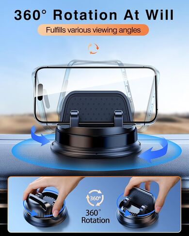 Dash Cell Phone Car Mount, Multifunctional Car Dashboard Mobile Phone Holder, 360 Rotatable Non Slip Mat Universal Car Phone Stand Hands Free, Compatible with iPhone, Samsung, Google, Android in Saudi Arabia
