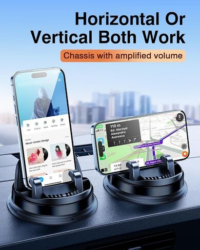 Dash Cell Phone Car Mount, Multifunctional Car Dashboard Mobile Phone Holder, 360 Rotatable Non Slip Mat Universal Car Phone Stand Hands Free, Compatible with iPhone, Samsung, Google, Android in Saudi Arabia