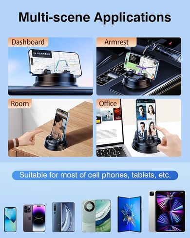 Dash Cell Phone Car Mount, Multifunctional Car Dashboard Mobile Phone Holder, 360 Rotatable Non Slip Mat Universal Car Phone Stand Hands Free, Compatible with iPhone, Samsung, Google, Android in Saudi Arabia