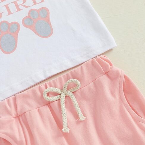 Toddler Boy Girl Bunny Clothes My First Easter Outfits Short Sleeve T-Shirt Strip/Plaid Printed Shorts 2Pcs Summer Set in Saudi Arabia