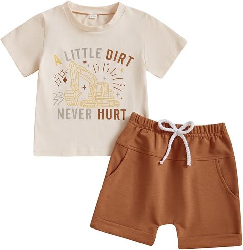 Toddler Baby Boy Summer Clothes Short Sleeves T Shirt Casual Shorts Outfit Outfit Set in Saudi Arabia