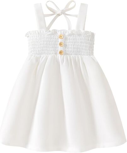 طفل فتاة لباس طفلة طفلة صيفية ملابس كشكش الرسن فساتين بلا أكمام للأطفال صيف الأميرة in Kuwait