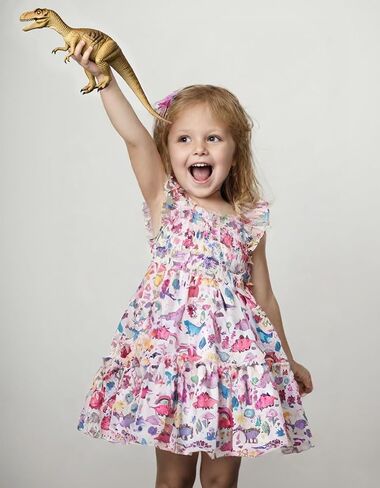 Toddler Girl Dress Kids Ruffle Sleeve Floral Smocked Sundress Sleeveless Swing Tiered Dresses 2-8 Years in Saudi Arabia