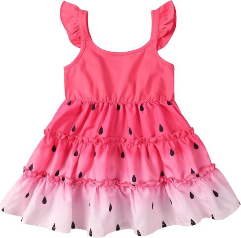 طفل صغير طفل طفلة الصيف فستان السباغيتي حزام كشكش الأكمام Sundress أرجوحة الثياب متثخ in Kuwait