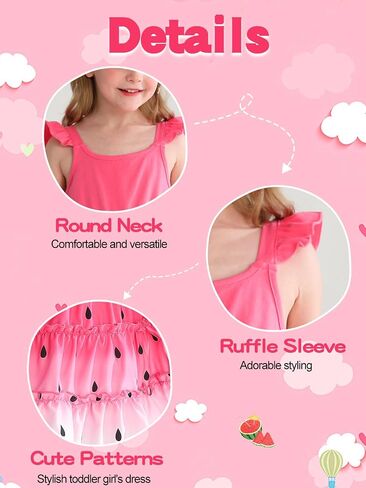 طفل صغير طفل طفلة الصيف فستان السباغيتي حزام كشكش الأكمام Sundress أرجوحة الثياب متثخ in Kuwait