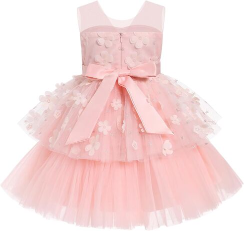OBEEII Formal Dress Toddler Girls Pageant Dress Flower Girl Dress Wedding Elegant Bowknot Tutu Dress Birthday Communion Gown in Kuwait