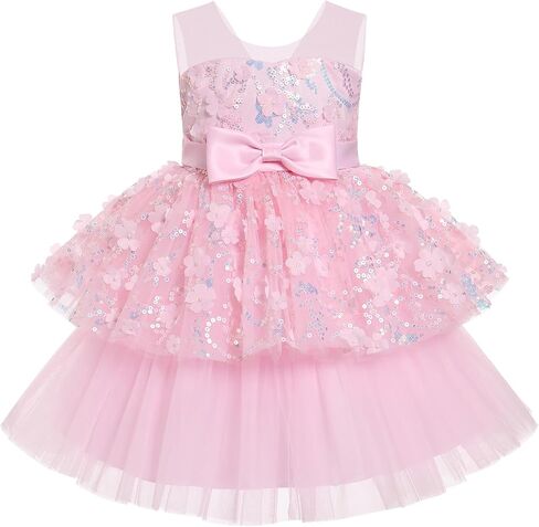 OBEEII Formal Dress Toddler Girls Pageant Dress Flower Girl Dress Wedding Elegant Bowknot Tutu Dress Birthday Communion Gown in Kuwait