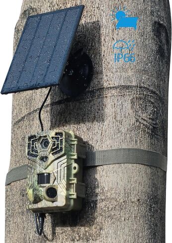 Solar Trail Camera with 24/7 HD Recording - Wireless Outdoor Security Camera, Weatherproof, Easy Install & Phone Connectivity,64GB Card,PIR,940nm IR -Trail cameras with Night Vision Motion Activated in Saudi Arabia