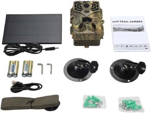 Solar Trail Camera with 24/7 HD Recording - Wireless Outdoor Security Camera, Weatherproof, Easy Install & Phone Connectivity,64GB Card,PIR,940nm IR -Trail cameras with Night Vision Motion Activated in Saudi Arabia