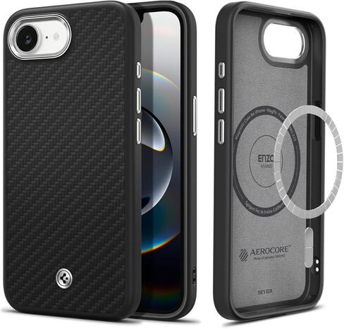 Spigen Enzo Aramid Designed for iPhone 16 Pro Max Case [Military-Grade Protection] - Black Silver in Saudi Arabia