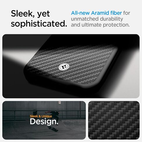 Spigen Enzo Aramid Designed for iPhone 16 Pro Max Case [Military-Grade Protection] - Black Silver in Saudi Arabia