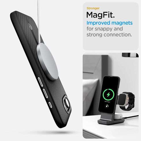 Spigen Enzo Aramid Designed for iPhone 16 Pro Max Case [Military-Grade Protection] - Black Silver in Saudi Arabia