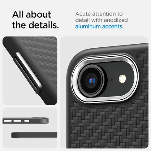 Spigen Enzo Aramid Designed for iPhone 16 Pro Max Case [Military-Grade Protection] - Black Silver in Saudi Arabia