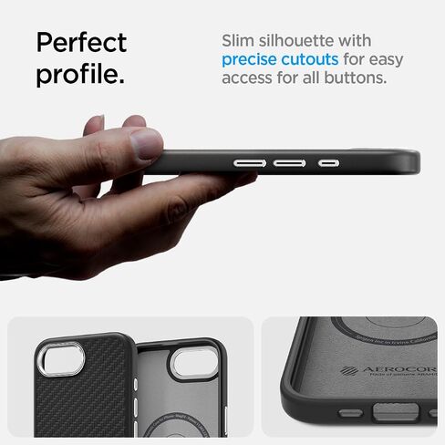 Spigen Enzo Aramid Designed for iPhone 16 Pro Max Case [Military-Grade Protection] - Black Silver in Saudi Arabia