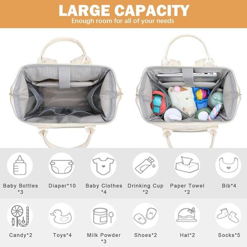 Baby Diaper Bag Backpack, Vegan Leather Diaper Backpack with Laptop Compartment 15.6 inch, Baby Bag Large Capacity, Waterproof Travel Backpack(Brown) in Kuwait