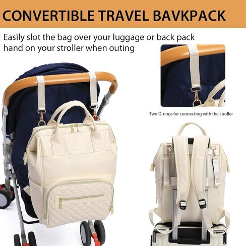 Baby Diaper Bag Backpack, Vegan Leather Diaper Backpack with Laptop Compartment 15.6 inch, Baby Bag Large Capacity, Waterproof Travel Backpack(Brown) in Kuwait