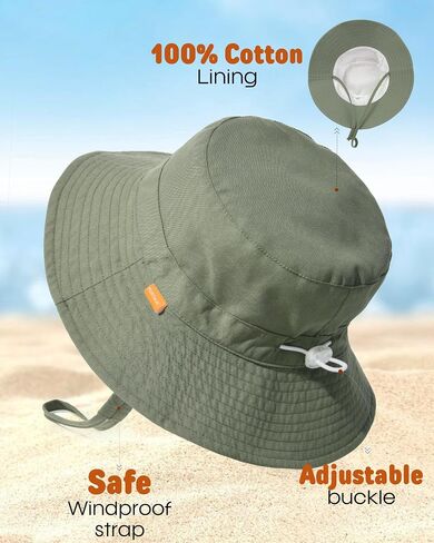 FURTALK Baby Toddler Sun Hat Kids Bucket Hat UPF50+ UV Adjustable Lightweight Breathable for Outdoor Activities in Kuwait