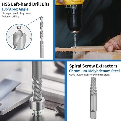 26 Piece Impact Bolt and Spiral Screw Extractor Set & Left Hand Drill Bit Kit,stripped screw extractor,for Removing Broken Studs Bolts Socket Screws and Fittings in Saudi Arabia