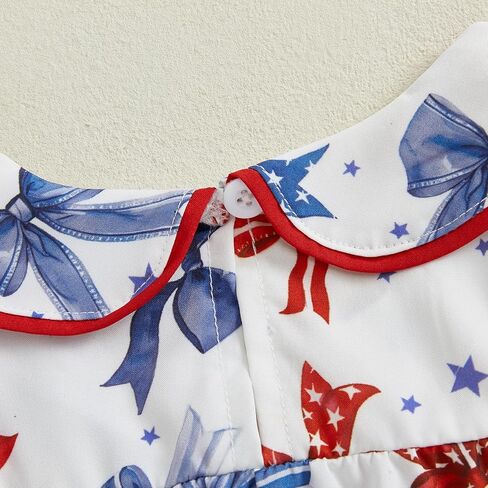 BemeyourBBs Baby Girl Bubble Romper Short Sleeve Peter Pan Collar Jumpsuit with Bow Headband Newborn Infant Summer Clothes in Kuwait