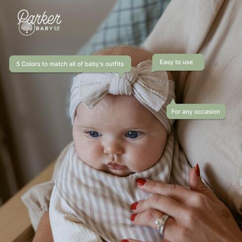 Parker Baby Girl Headbands - 5 Pack of Cable Knit Nylon Bows for Girls -"Pebble Set" in Kuwait