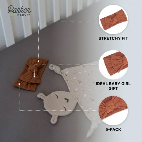 Parker Baby Girl Headbands - 5 Pack of Cable Knit Nylon Bows for Girls -"Pebble Set" in Kuwait