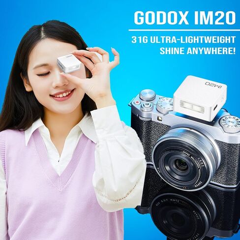 Godox Flash Godox iM20 Camera Flash - GN10/470 mAh/Type-c Charge/440 Full-Power Flashes/3s Recycle Times/5 Power Levels/Manual, Camera Flash for Sony zve10/Sony zv1/Sony a7iii/Fujifilm f1 etc. (White) in Kuwait
