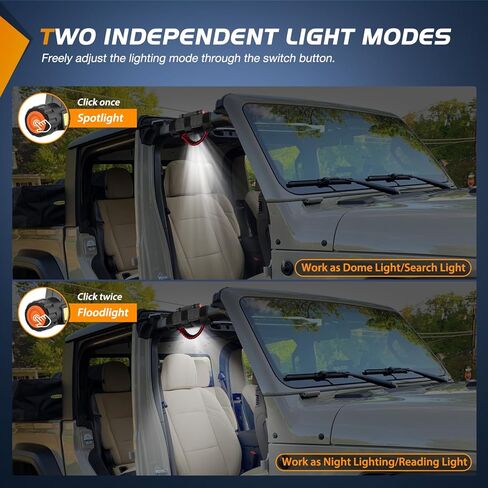 Nilight UTV Dome Light Universal 1.5"-2.0" Roll Bar Mount LED Interior Light Spot Flood Combo Beam LED Light for UTV ATV Can-Am Polaris RZR Dune Buggy Golf Cart Off-Road Vehicle Boat, 2 Years Warranty in Kuwait