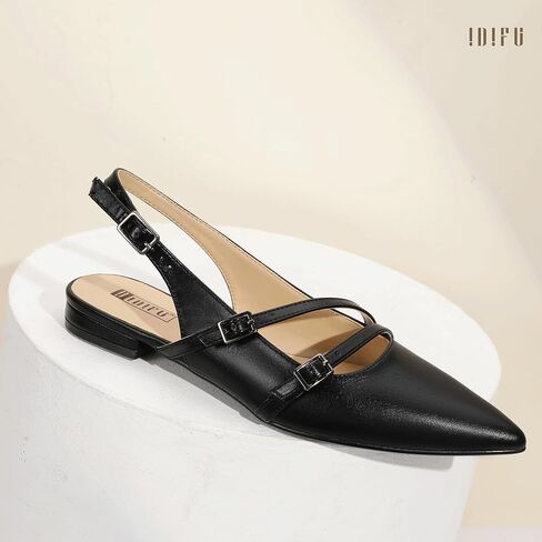 IDIFU Women's Flat Shoes Pointed Toe Strappy Slingback Ballet Flats Wedding Office Work Bridal Formal Dress Shoes for Women Dressy Comfortable Cute Trendy Ladies Flats in Kuwait