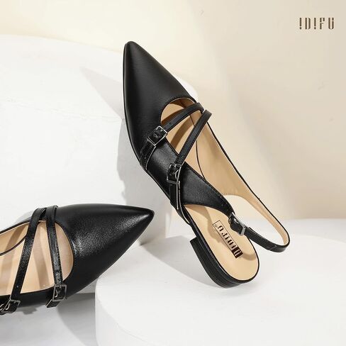 IDIFU Women's Flat Shoes Pointed Toe Strappy Slingback Ballet Flats Wedding Office Work Bridal Formal Dress Shoes for Women Dressy Comfortable Cute Trendy Ladies Flats in Kuwait