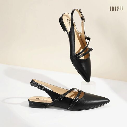 IDIFU Women's Flat Shoes Pointed Toe Strappy Slingback Ballet Flats Wedding Office Work Bridal Formal Dress Shoes for Women Dressy Comfortable Cute Trendy Ladies Flats in Kuwait