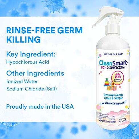 CleanSmart Toy Disinfectant Spray Kills 99.9% of Viruses and Bacteria, Rinse Free, 16 oz Bottle, (Pack of 2) in Kuwait