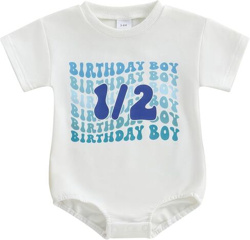 Lamuusaa Baby Girl Boy Half Birthday Outfit 1/2 Birthday Girl/Boy Romper Half Way To One Bodysuit Summer Clothes in Saudi Arabia