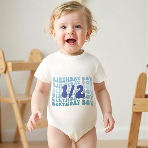 Lamuusaa Baby Girl Boy Half Birthday Outfit 1/2 Birthday Girl/Boy Romper Half Way To One Bodysuit Summer Clothes in Saudi Arabia