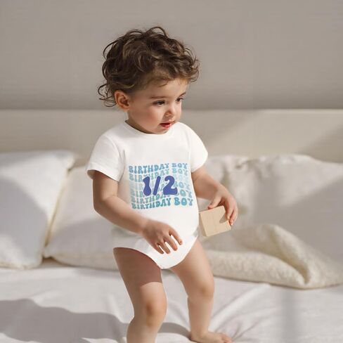 Lamuusaa Baby Girl Boy Half Birthday Outfit 1/2 Birthday Girl/Boy Romper Half Way To One Bodysuit Summer Clothes in Saudi Arabia