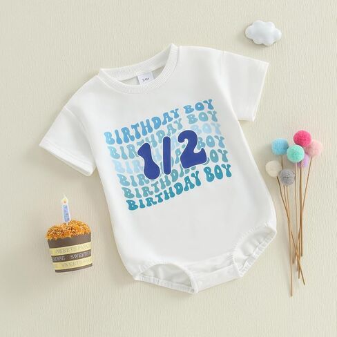 Lamuusaa Baby Girl Boy Half Birthday Outfit 1/2 Birthday Girl/Boy Romper Half Way To One Bodysuit Summer Clothes in Saudi Arabia
