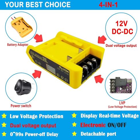 محول بطارية الطاقة منخفضة حماية الجهد متوافق مع محول بطارية DeWalt 12V 20V 12V-30V مع DC-DC 12V 2.5A in Kuwait