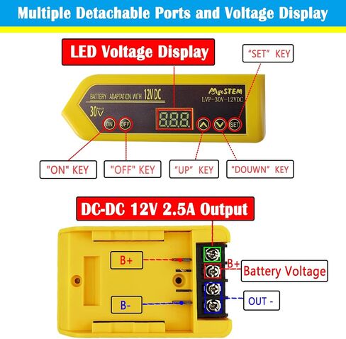 محول بطارية الطاقة منخفضة حماية الجهد متوافق مع محول بطارية DeWalt 12V 20V 12V-30V مع DC-DC 12V 2.5A in Kuwait