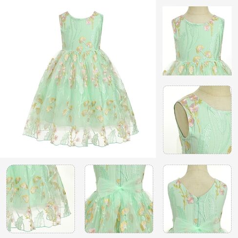 Imekis Girls Birmed Flower Dress Kids Princess Ocleveless Tulle Tulle Italial Party Party Valits 3-10t in Kuwait