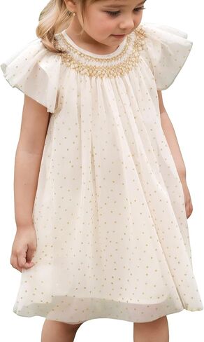 Baby Girl Smocked DressToddlers Cotton Casual Outfit Sleeveless Dresses，Sundress Princess Dress for Summer in Saudi Arabia