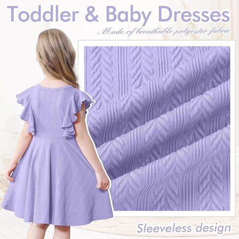 Toddler Baby Girl Dress Summer Flutter Sleeve Textured Kids Swing Sundress Cute Flower Girl Dress in Saudi Arabia