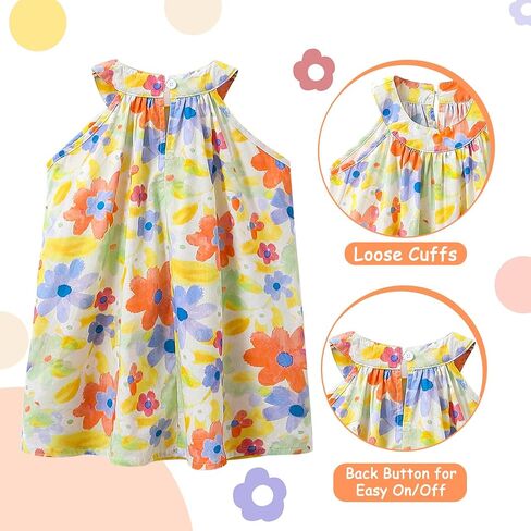 Toddler Girl Summer Halter Dresses Little Girl Vintage Cute Floral Strap Dress Casual Vacation Beach Sundress 1-8T in Kuwait