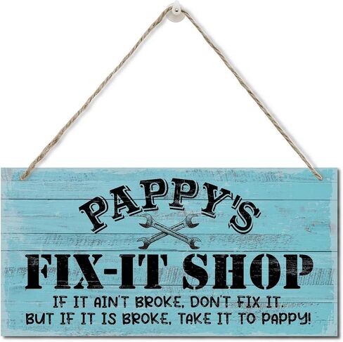 Vintage "Opa's Fix-It Shop If It Ain't Broke, Don't Fix It. But If It Is Broke, Take It To Opa" Decor Sign, Printed Wood Plaque Sign, Hanging Wood Sign Home Decor, Gift for Grandpa 12"x6" in Saudi Arabia