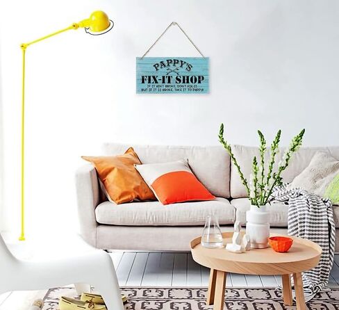 Vintage "Opa's Fix-It Shop If It Ain't Broke, Don't Fix It. But If It Is Broke, Take It To Opa" Decor Sign, Printed Wood Plaque Sign, Hanging Wood Sign Home Decor, Gift for Grandpa 12"x6" in Saudi Arabia